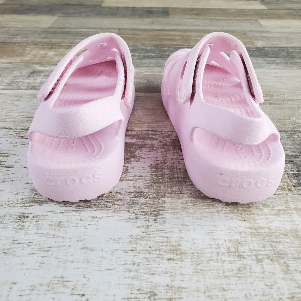 Crocs Classic Fisherman Kids Flat Sandals Sz C13 13 Pink Adjustable Heel Strap
